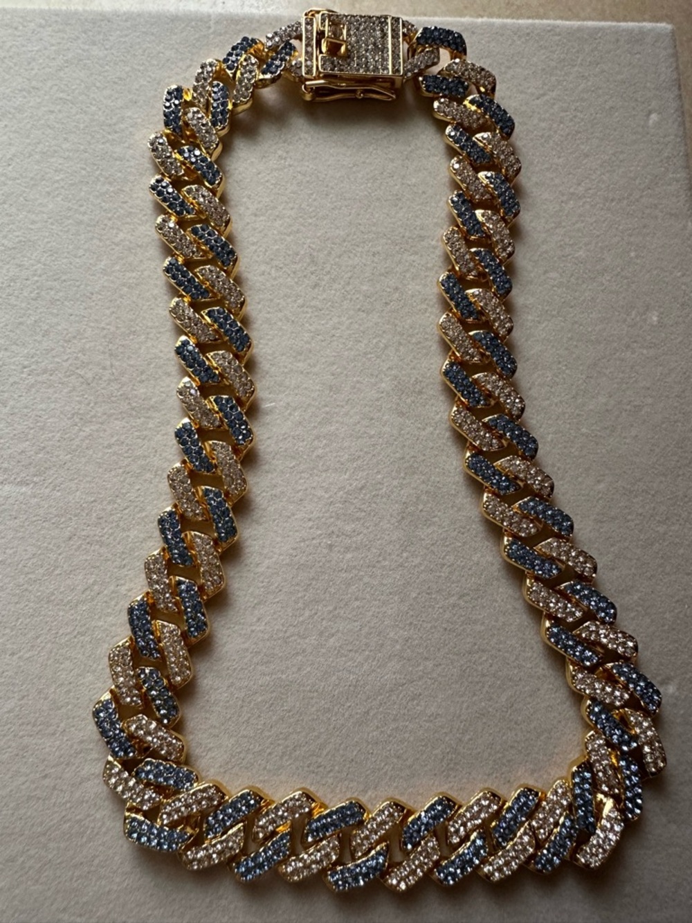 Gold Two-Tone Pave Cuban Link Necklace - Women’s Jewelry